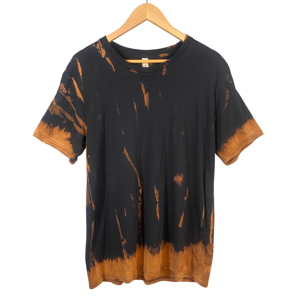Bamboo T-Shirt Men Large Bleach Dye Acid Wash Organic Cotton USA Grunge Festival